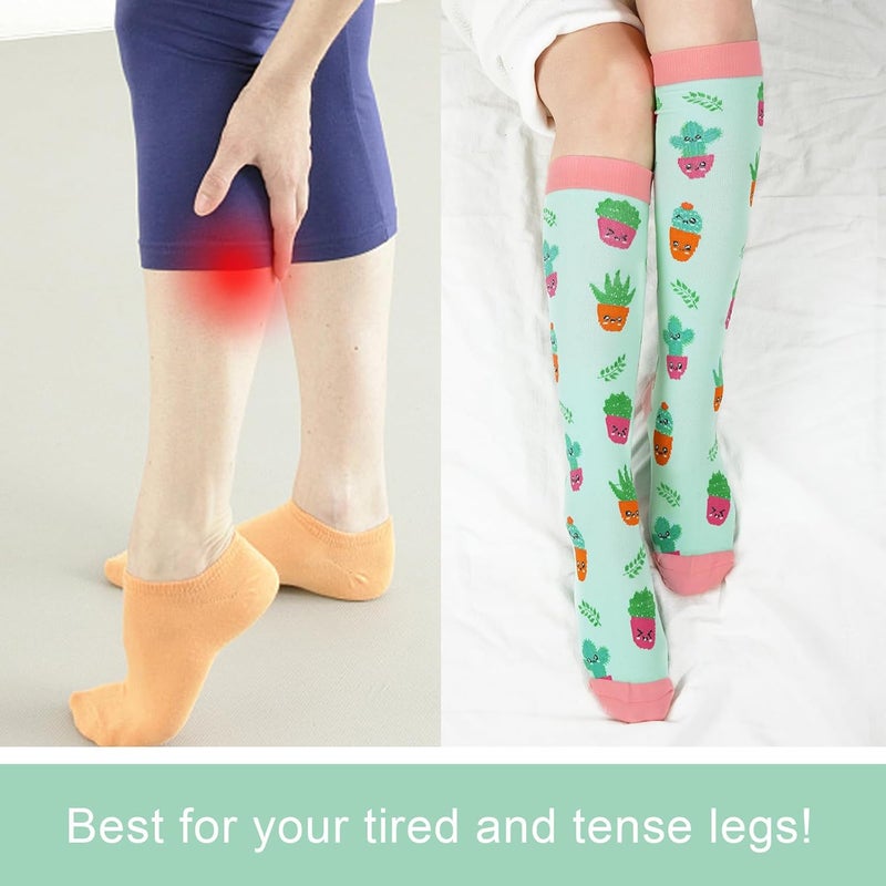 Junely Compression Socks for Women Knee High Stockings for Running Athletic Nurses Work Support Travel Flight Sports Gifts - Image 4